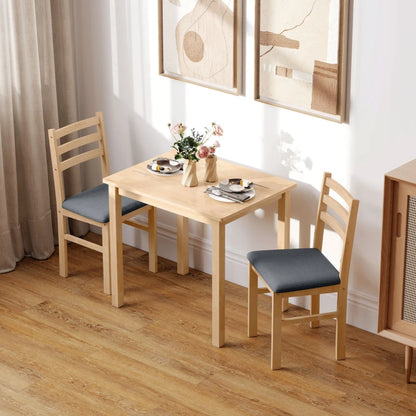 Nancy's Mirto Eettafel Rechthoekig met 2 Stoelen - Eetkamertafel - Keukentafel - Eettafel set - Hout / Grijs