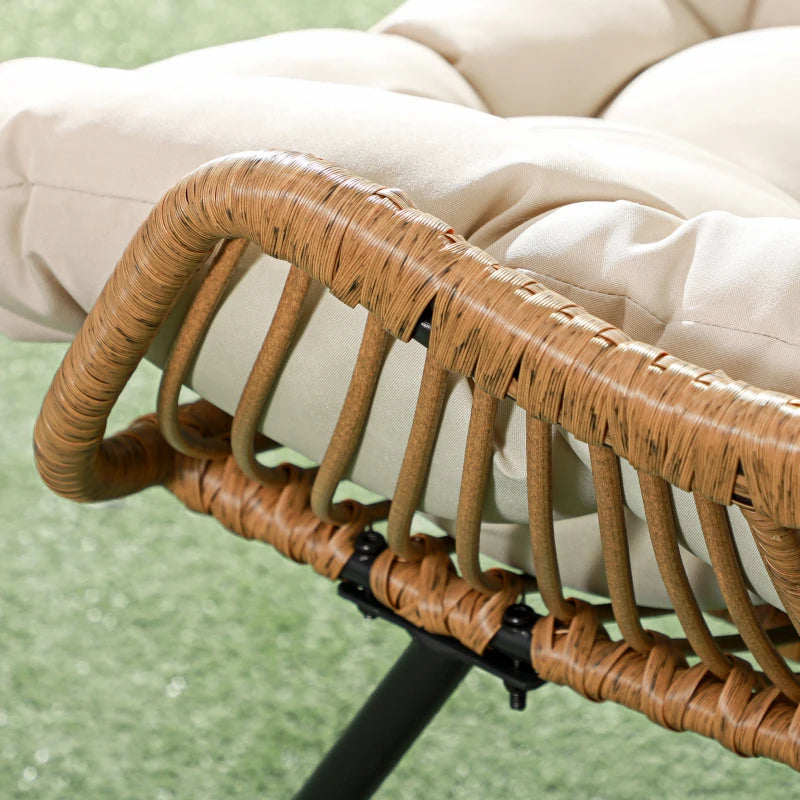 Nancy's Samone Loungestoel - Tuinstoel - Buitenstoel - Kaki - Rotan - ± 75 x 100 x 90 cm