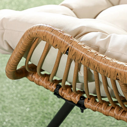 Nancy's Samone Loungestoel - Tuinstoel - Buitenstoel - Kaki - Rotan - ± 75 x 100 x 90 cm