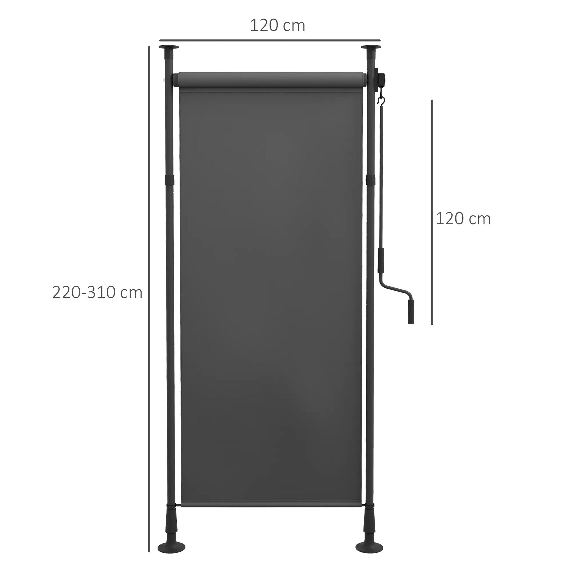 Nancy's Champdepraz Klemluifel - Zonnescherm - Privacyscherm - Luifel - Verstelbaar - Grijs - 120 x 220-310 cm