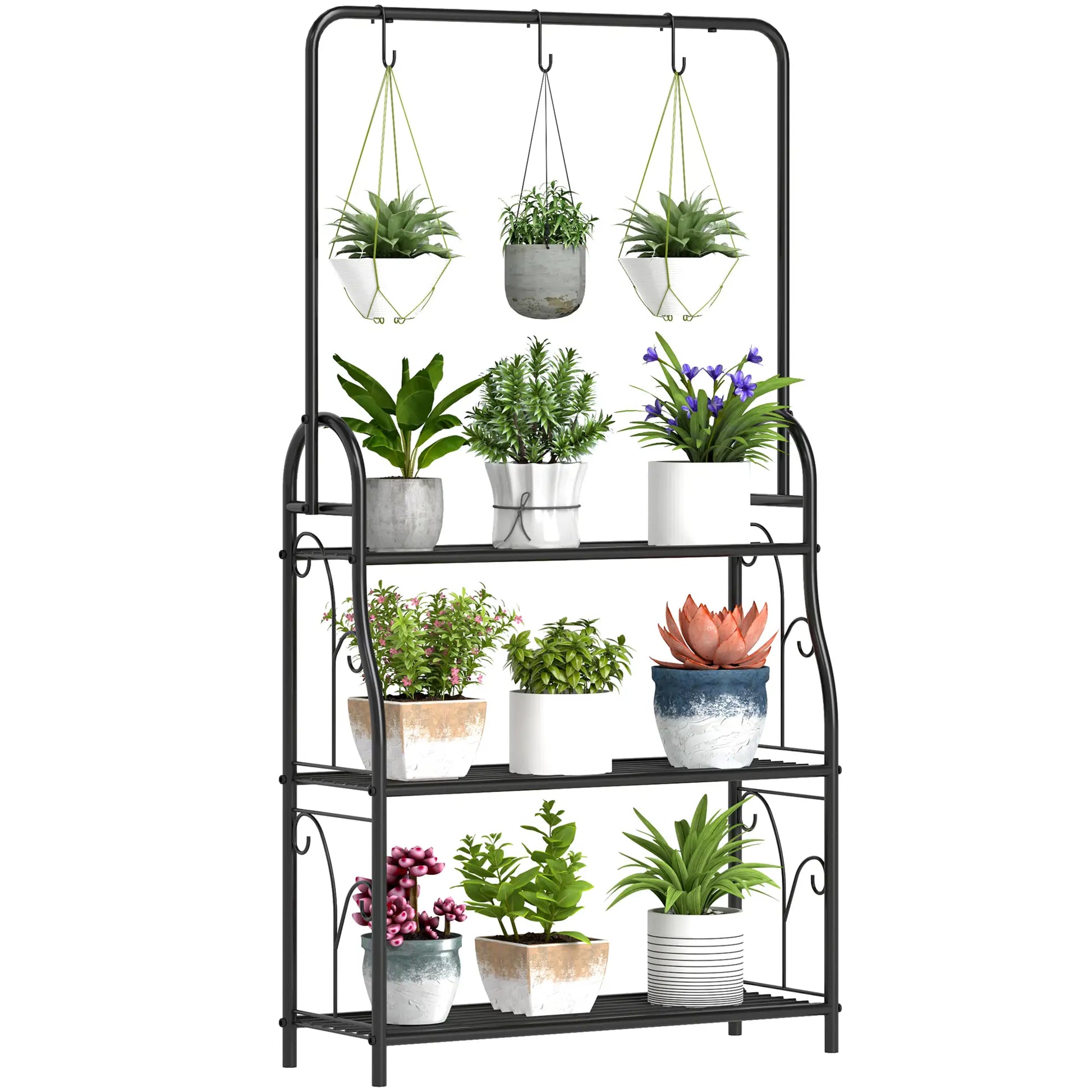 Nancy's Runa Plantenrek - Plantenstandaard - Bloemenstandaard - Zwart - Staal - ± 75 x 25 x 135 cm