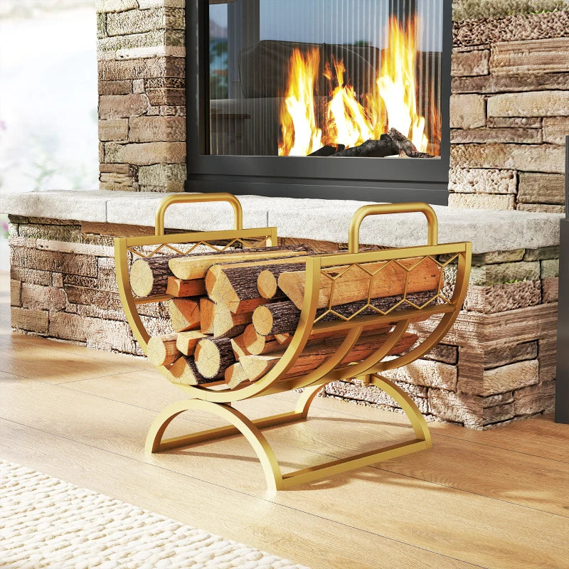 Nancy's Mortara Haardhoutrek - Houtrek - Houtopslag - Brandhoutrek - Goud - Staal