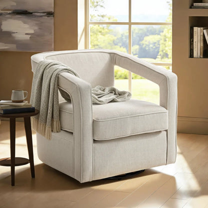 Nancy's Pisogne Draaifauteuil - Draaistoel - Relaxfauteuil - Beige - Linnen