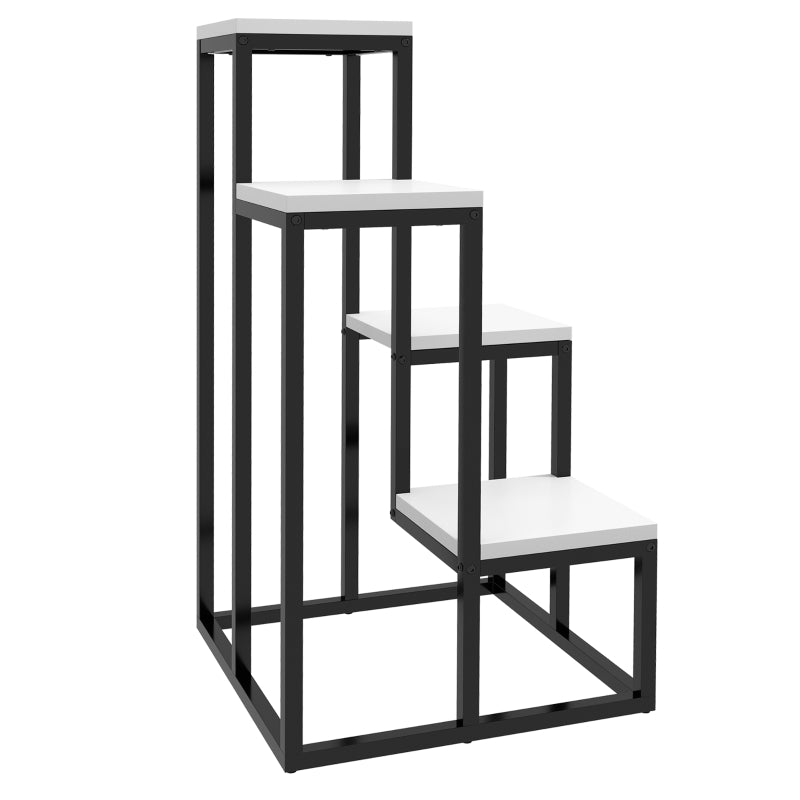 Nancy's Lleida Plant rack - Flower rack - Plant rack - Flower ladder - Black / White - ± 35 x 35 x 70 cm