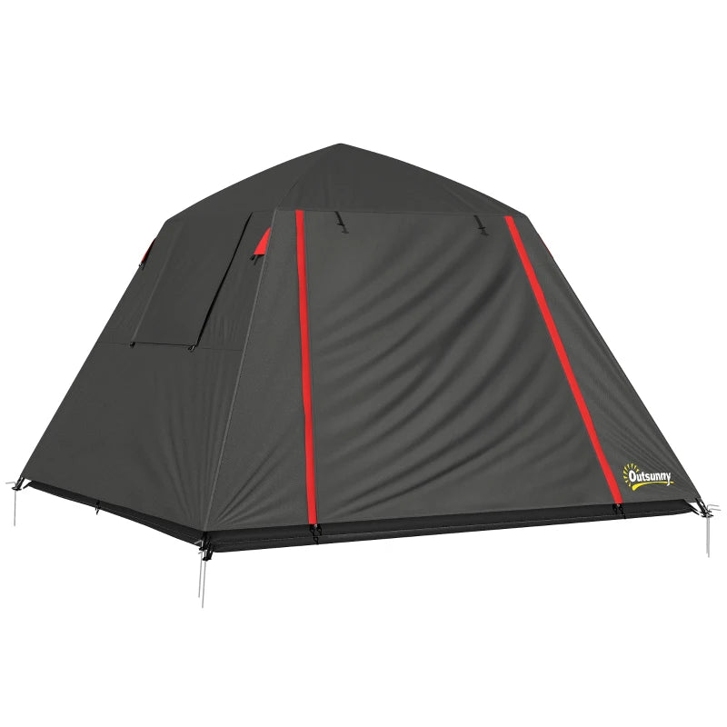 Nancy's Soave Kampeertent - Campingtent - 2-Persoons Koepeltent - Grijs / Rood - 210 x 210 x 150 cm