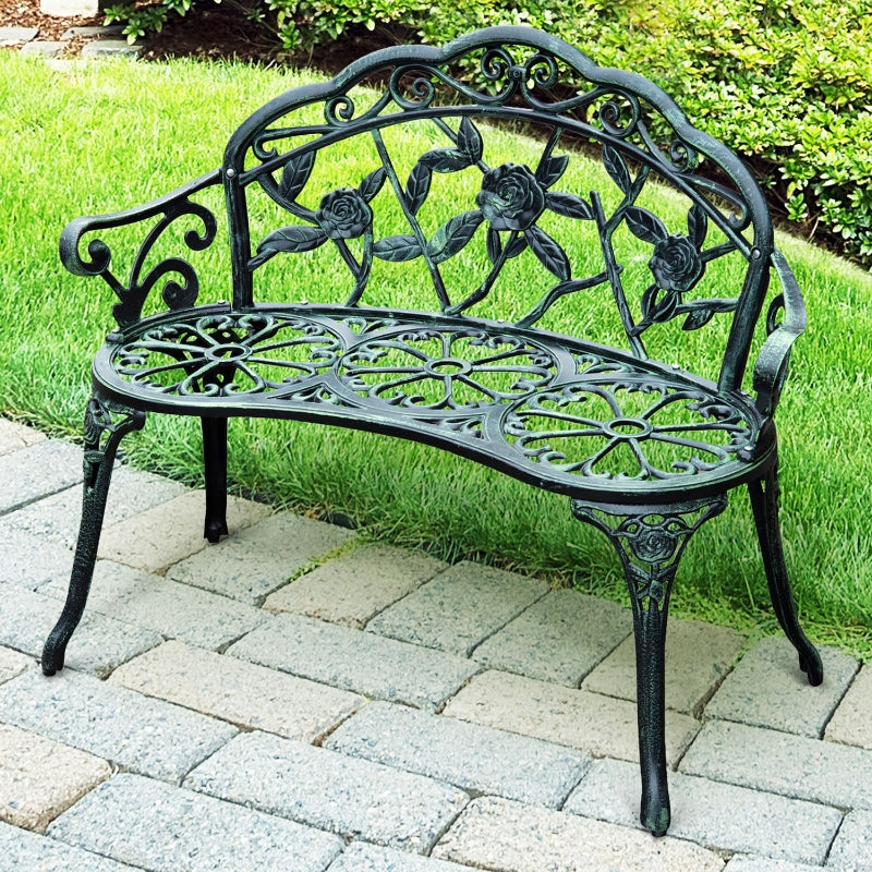 Nancy's Riverview Garden Bench - Bench - 2-Seater Bench - Metal - Antique Green - 100 x 54 x 80 cm