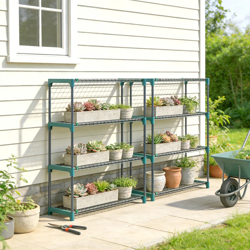 Nancy's Prossedi Plantenrekken - Plantenstandaard - Set van 2 - Groen - Staal - ± 90 x 30 x 105 cm