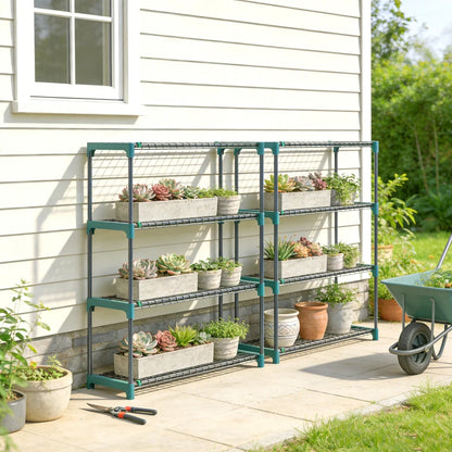 Nancy's Prossedi Plantenrekken - Plantenstandaard - Set van 2 - Groen - Staal - ± 90 x 30 x 105 cm