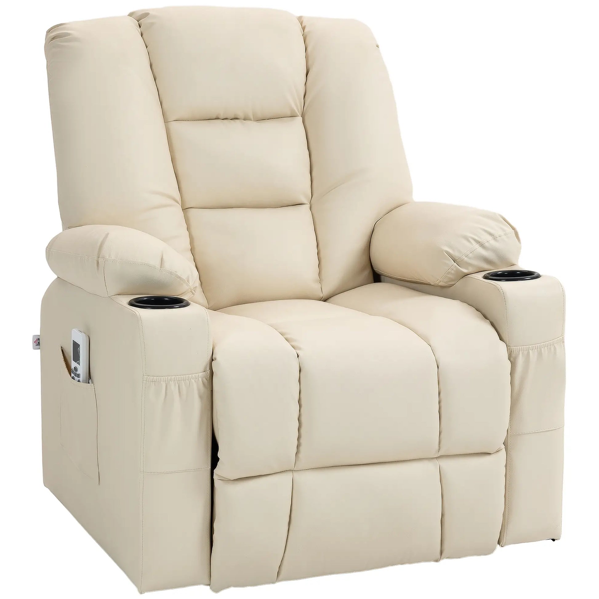 Nancy's Ligares Sta op stoel - Opsta stoel - Seniorenstoel - Massagestoel - Relaxfauteuil - Roomwit - Kunstleer