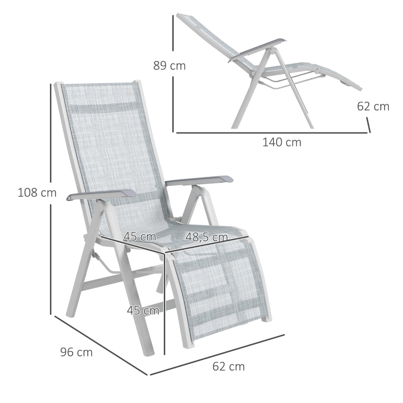 Chaise de jardin Tarifa de Nancy - Chaise longue - Pliable - Chaise longue - Gris clair