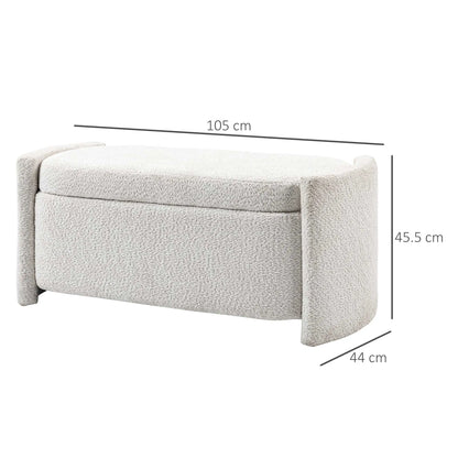 Nancy's Ferriere Opbergbank - Poef met Opbergruimte - Crème - Teddyfluweel - ± 105 x 45 x 45 cm