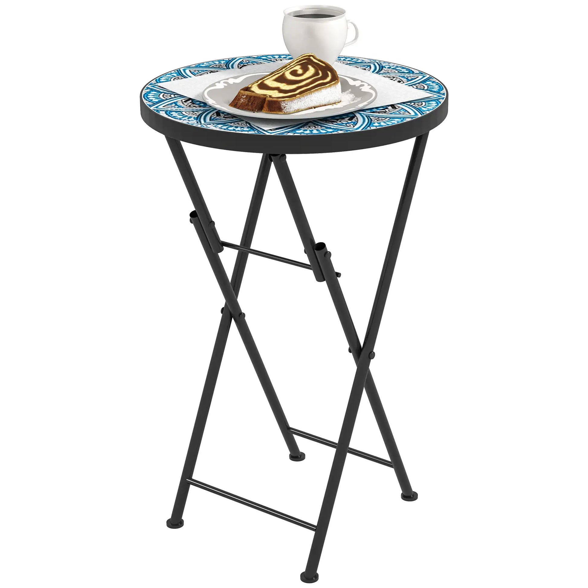 Nancy's Cingoli Balkontafel - Tuintafel - Bijzettafel voor buiten - Bistrotrafel - Keramiek - ± Ø35 x 55 cm