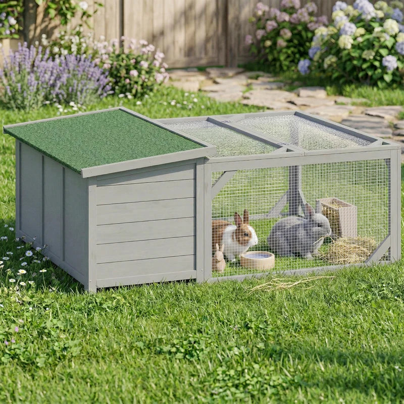 Nancy's Sondalo Dierenverblijf - Konijnenhok - Dierenhok - Grijs / Groen - Dennenhout - ± 125 x 100 x 50 cm