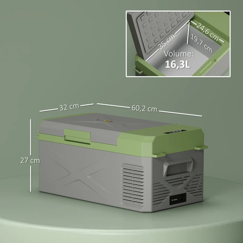 Nancy's Sovana Koelbox - Koeler - LED-Dipslay - AC / DC Adapter - Grijs / Groen - 16,3 Liter