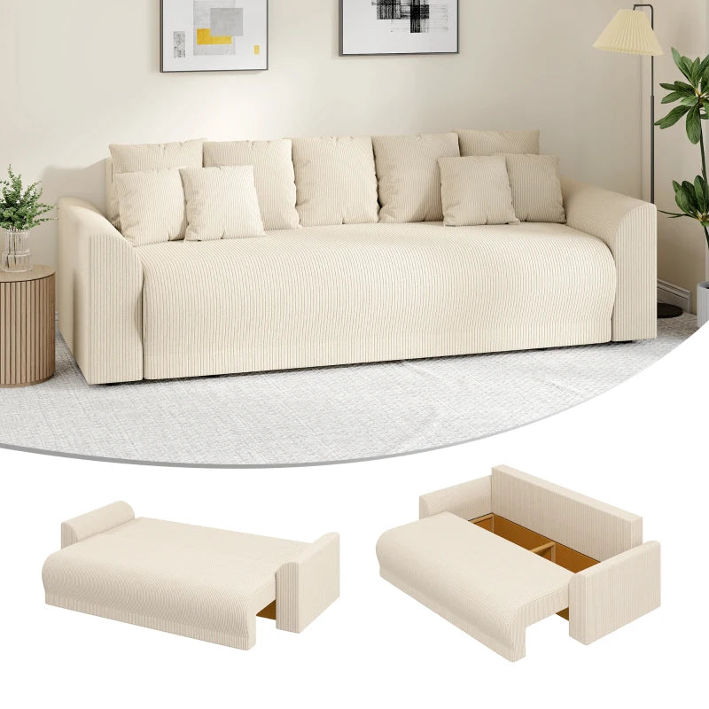 Nancy's Staffolo Slaapbank - Ligbank - Logeerbed - Beige - Corduroy