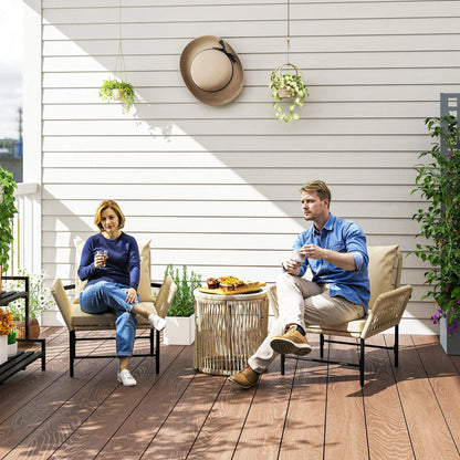 Nancy's Gavoi Tuinset - Tuinmeubelset - Kaki / Beige / Zwart - Rotan
