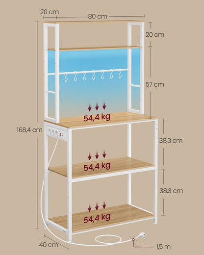 Nancy's Paratico Keukenkast - Keukenrek - LED-Verlichting - Eikenhout / Wit - ± 80 x 40 x 170 cm