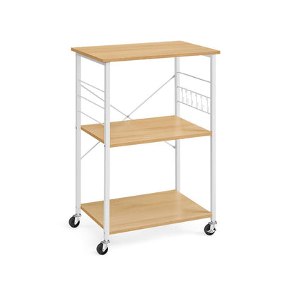 Nancy's San Juan Trolley - Serveerwagen - Keukentrolley - Eikenhout / Wit - ± 60 x 40 x 90 cm