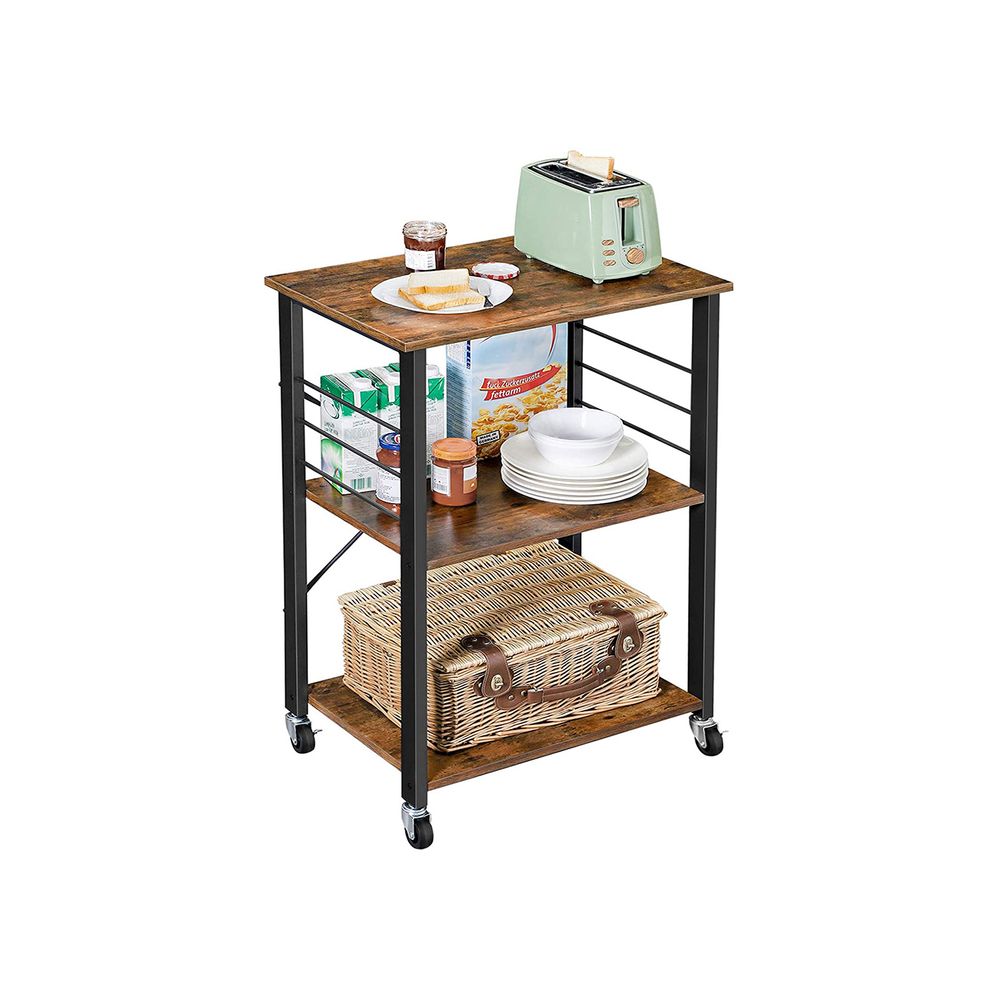 Nancy's San Juan Keukenwagen - Serveerwagen - Keukentrolley - Vintage Bruin - ± 60 x 40 x 90 cm