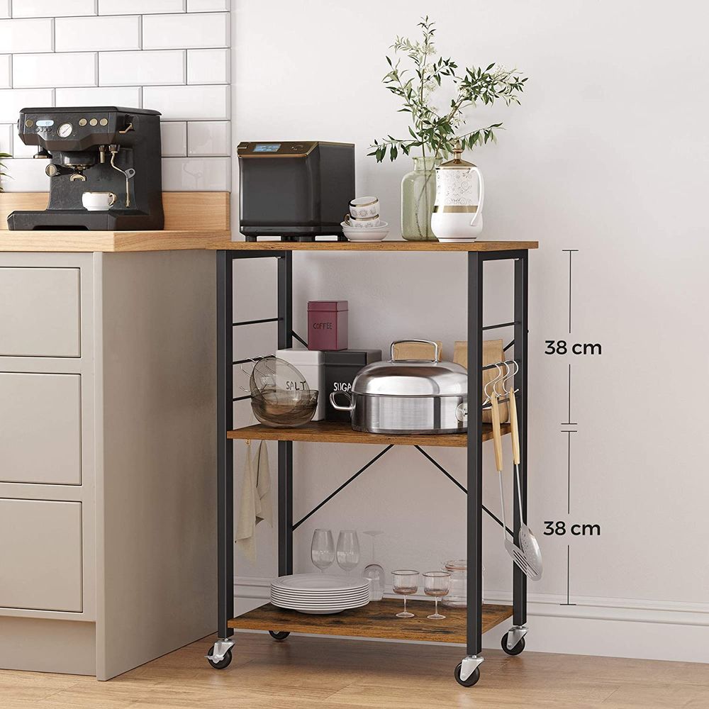 Nancy's San Juan Keukenwagen - Serveerwagen - Keukentrolley - Vintage Bruin - ± 60 x 40 x 90 cm
