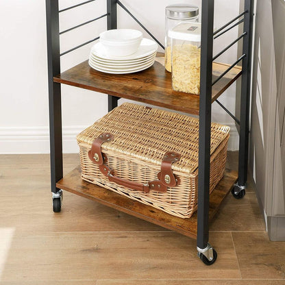 Nancy's San Juan Keukenwagen - Serveerwagen - Keukentrolley - Vintage Bruin - ± 60 x 40 x 90 cm