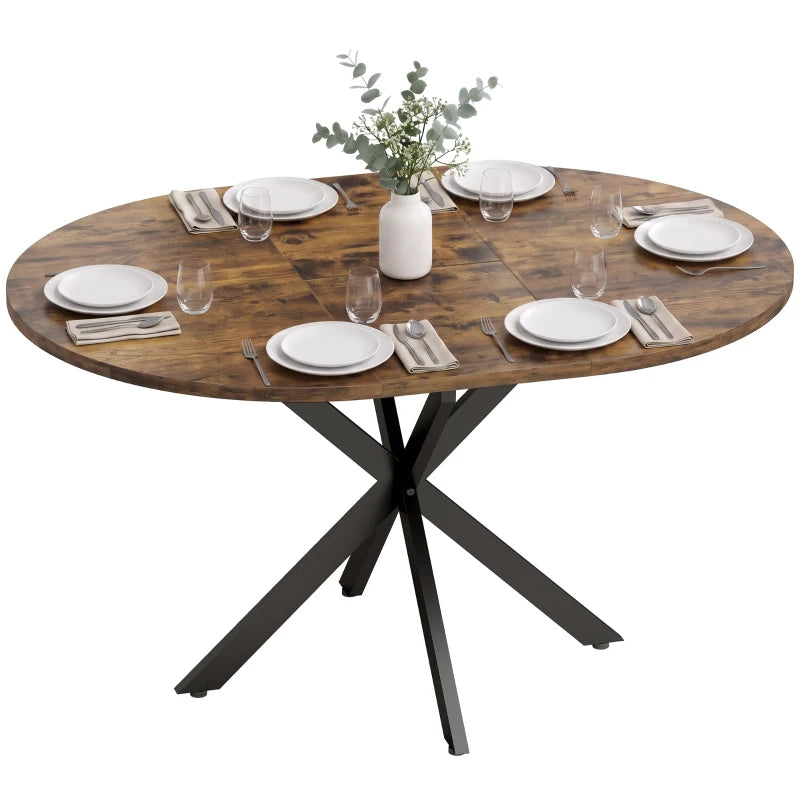 Nancy's Tossicia Eettafel Ovaal - Uitschuifbare eettafel - Tafel ovaal - Bruin / Zwart - MDF / Staal