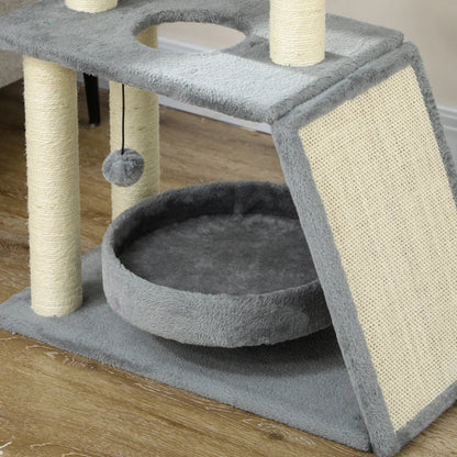Nancy's Torregrotta Krabpaal - Kattenboom - Klimboom voor katten - Grijs - Pluche / Sisal - ± 60 x 30 x 75 cm