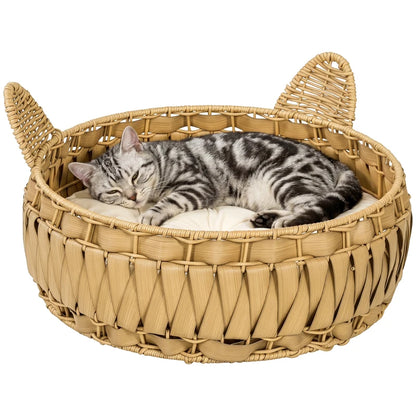 Nancy's Tarquinia Kattenmand - Kattenbed - Afneembaar kussen - Rotan - 50 x 50 x 25 cm
