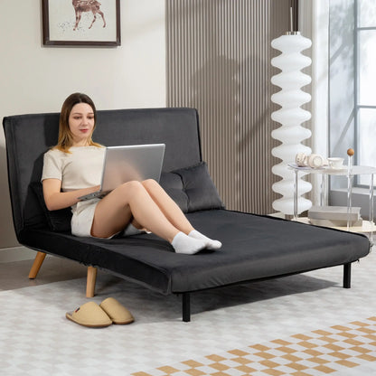 Nancy's Malles Slaapbank - Slaapfauteuil - Tweezitligstoel - Donkergrijs - Fluweel