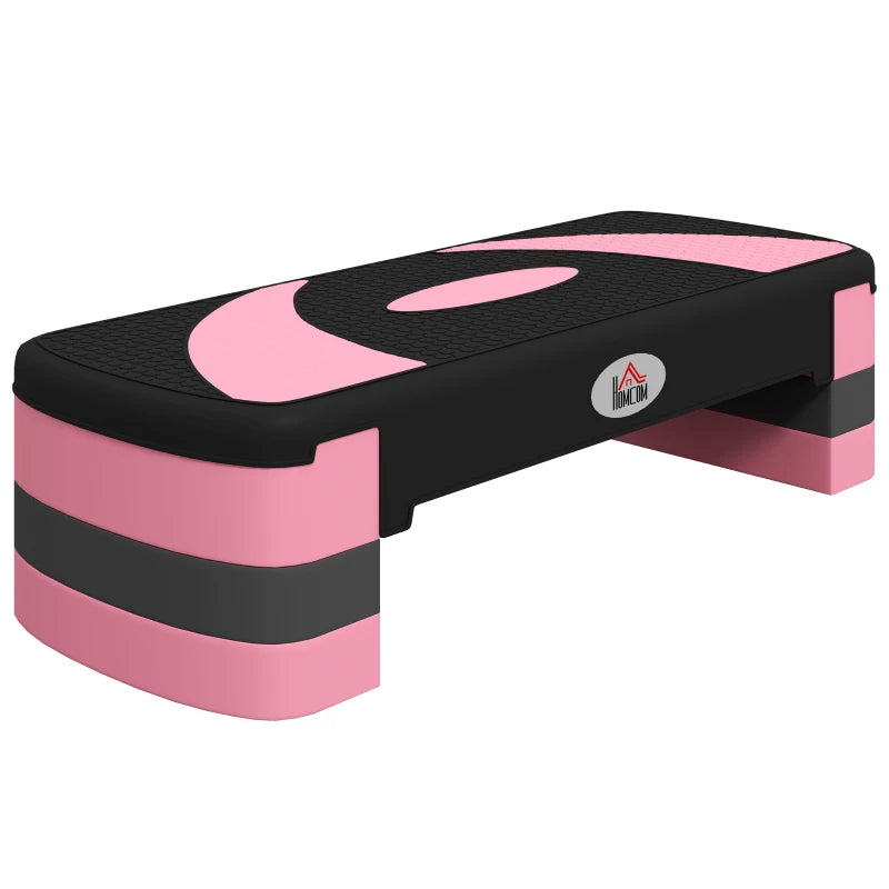 Nancy's Aviatico Aerobic Step - Fitness Step - Stepper - In Hoogte Verstelbaar - Zwart / Grijs / Roze - ± 80 x 30 x 20 cm