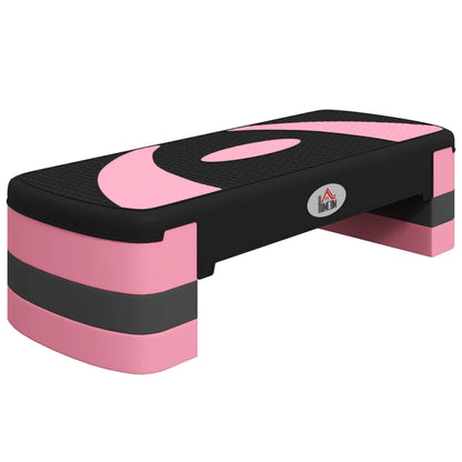 Nancy's Aviatico Aerobic Step - Fitness Step - Stepper - In Hoogte Verstelbaar - Zwart / Grijs / Roze - ± 80 x 30 x 20 cm
