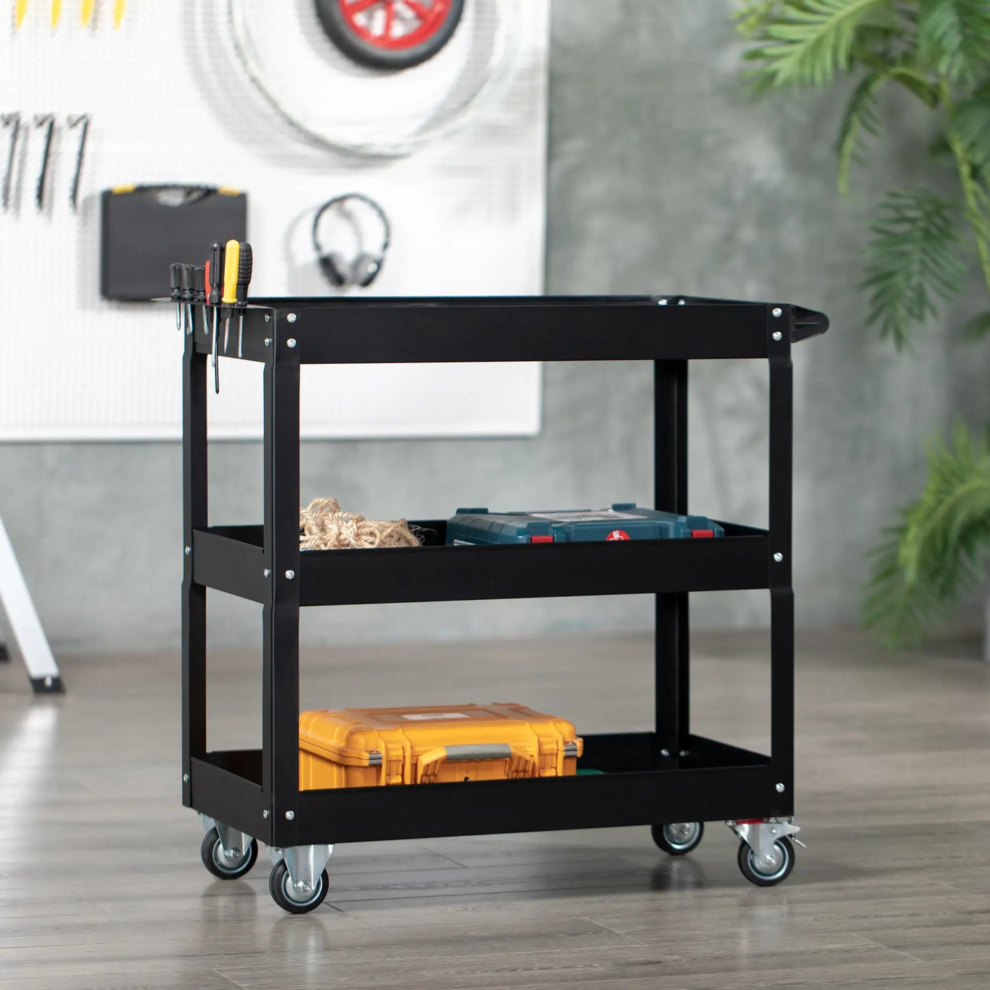 Nancy's Conselice Gereedschapswagen - Gereedschapskast - Zwart - Staal - ± 85 x 35 x 75 cm