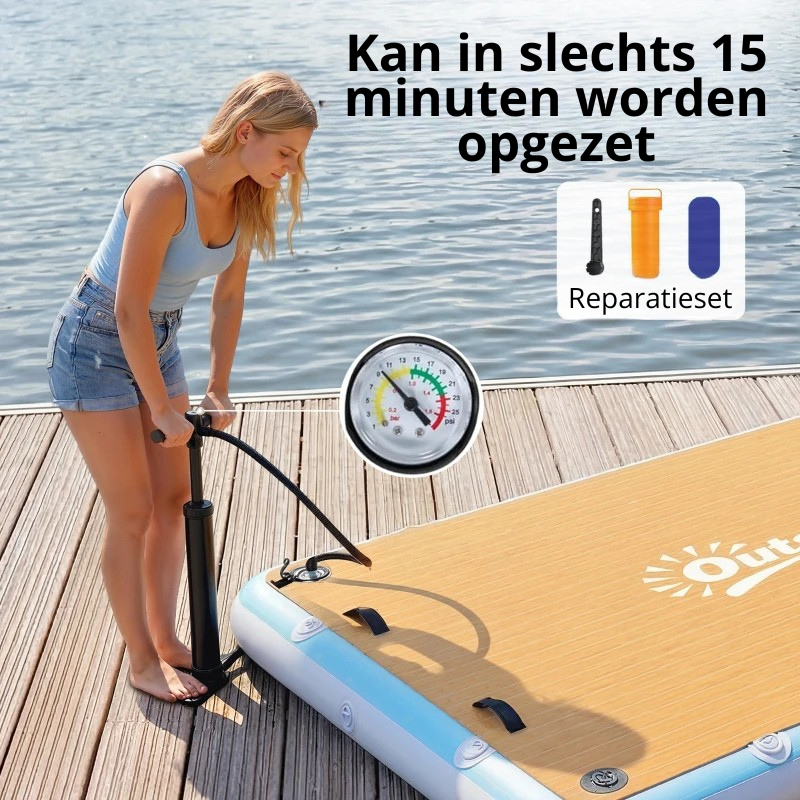 Nancy's Puos Opblaasbaar dok - Drijvend dok - Opblaasbaar drijvend platform - Antislip - ± 245 x 185 x 15 cm