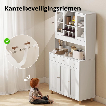 Nancy's Paterno Keukenkast - Opbergkast - Buffetkast - Wit - 100 x 40 x 180 cm