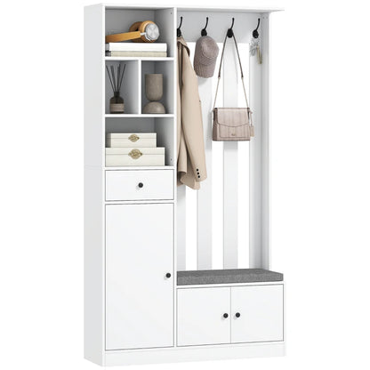 Nancy's Paularo Wandgarderobe - Kledingrek - Garderobekast - Wit / Grijs - 100 x 30 x 180 cm