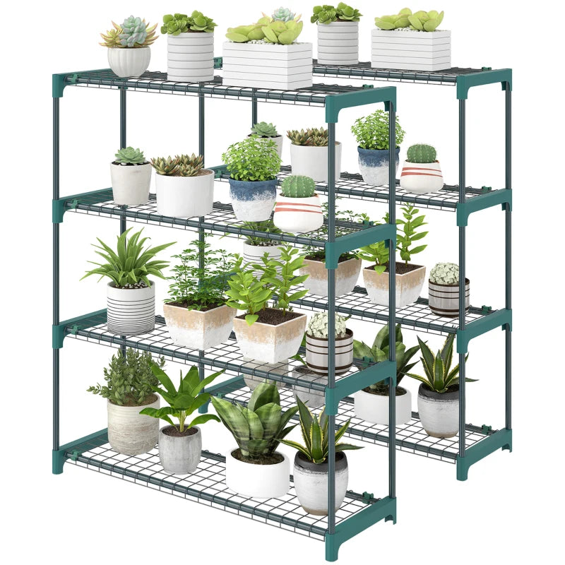 Nancy's Prossedi Plantenrekken - Plantenstandaard - Set van 2 - Groen - Staal - ± 90 x 30 x 105 cm