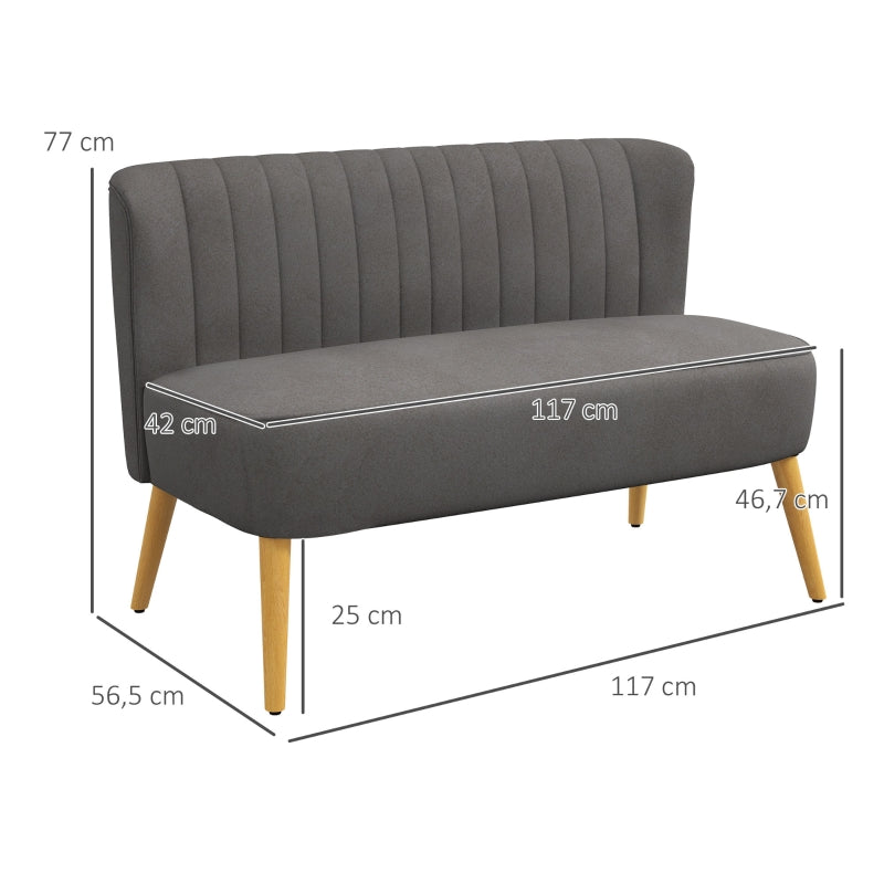 Nancy's Hessie Retro design 2-zitsbank - Bankje - Grijs - Fluweel - ± 120 x 55 x 80 cm