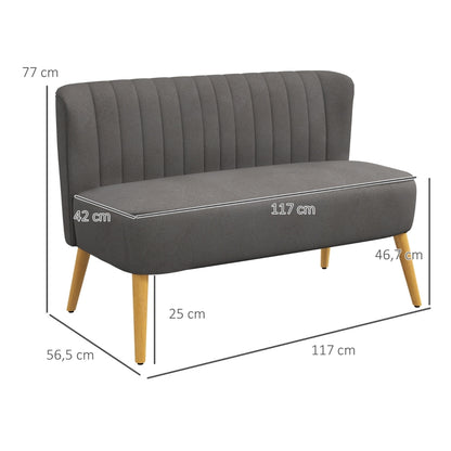 Nancy's Hessie Retro design 2-zitsbank - Bankje - Grijs - Fluweel - ± 120 x 55 x 80 cm