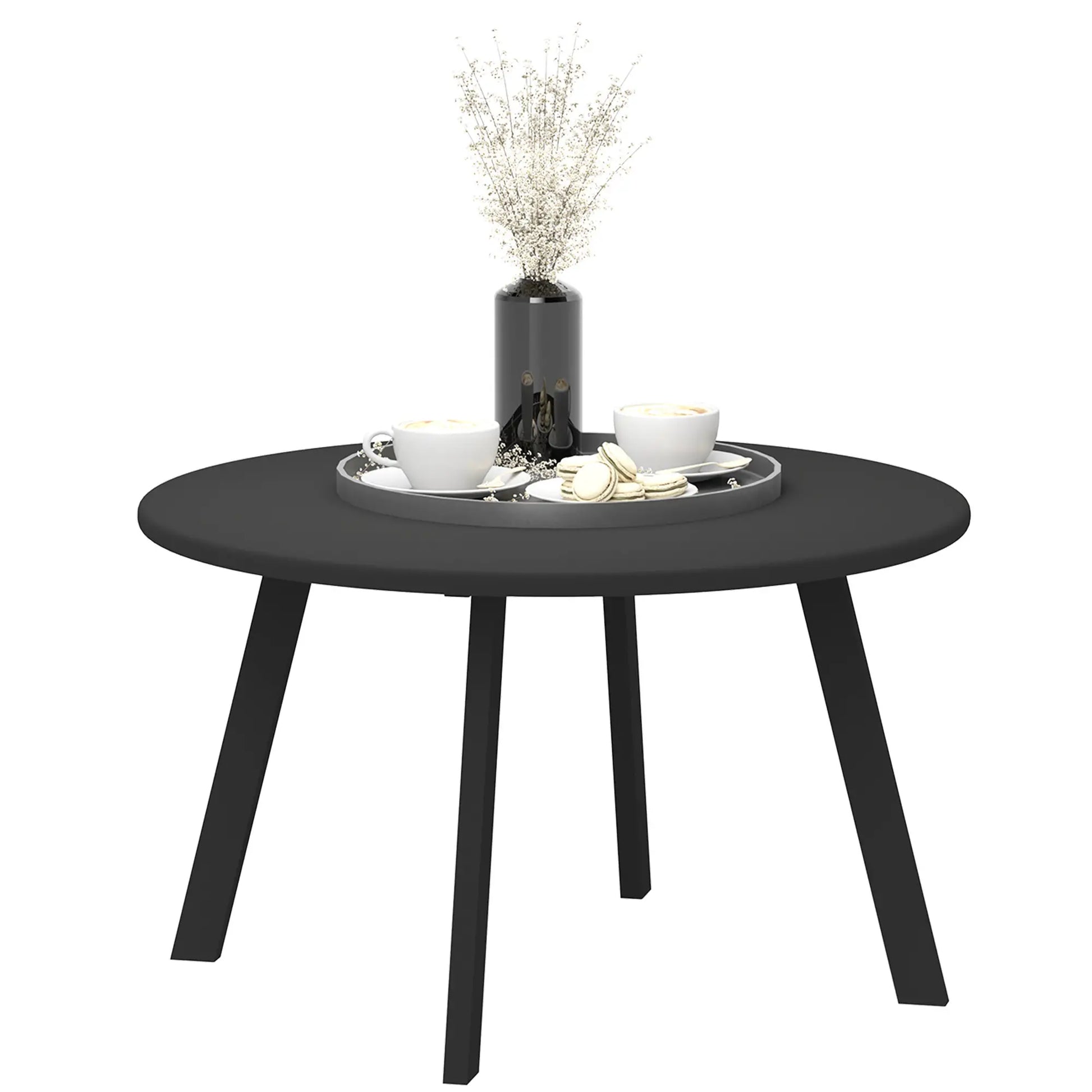 Nancy's Cinisi Balkontafel - Tuintafel - Bijzettafel voor buiten - Zwart - Staal - ± Ø70 x 42 cm