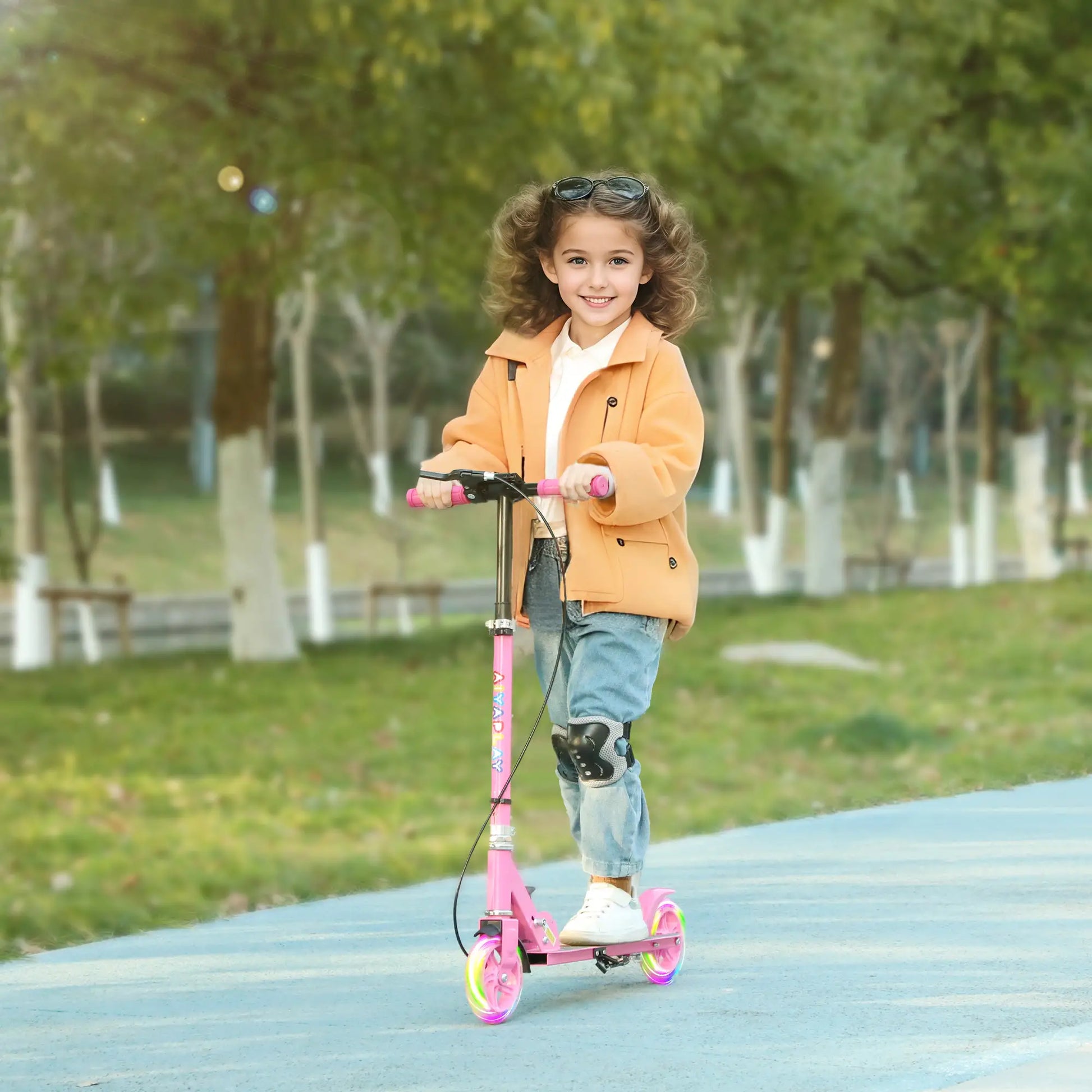 Nancy's Colorno Step - Kinderstep - Verlichte Wielen - Verstelbaar - Roze