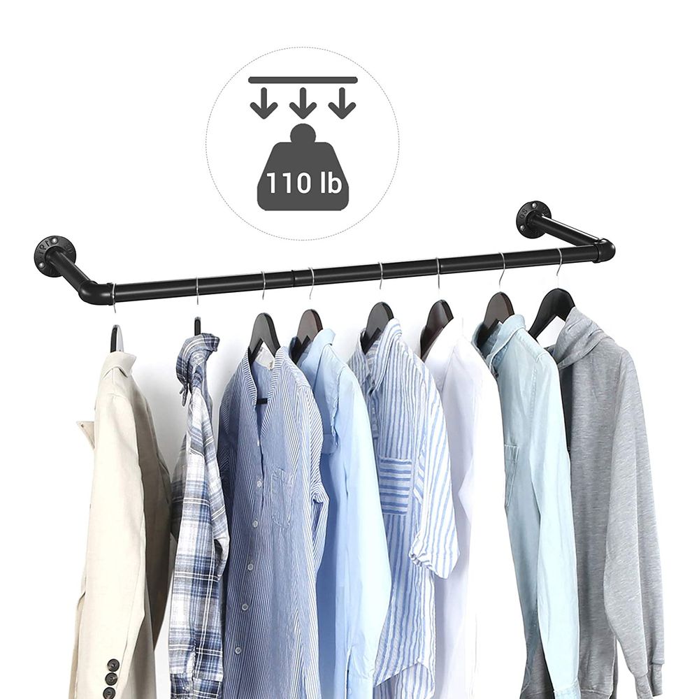 Nancy's Foul Bight Clothes Rack - Wall Coat Rack - 1 Rod - Black - Metal - 92 x 30 x 7.5 cm