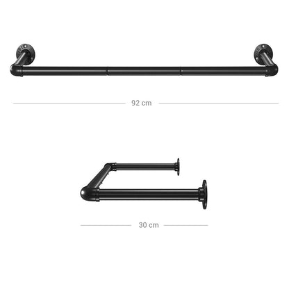 Nancy's Foul Bight Kledingrek -  Wandkapstok - 1 Stang - Zwart - Metaal - 92 x 30 x 7.5 cm