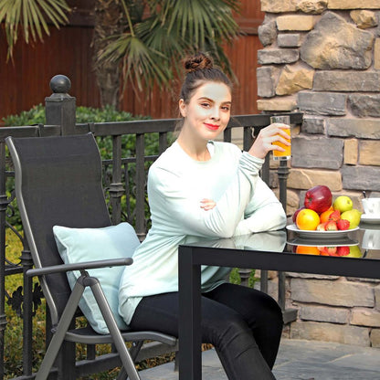 Nancy's Pedragao Tuinstoel - Campingstoel - Inklapbaar - Verstelbare Rugleuning - Zwart