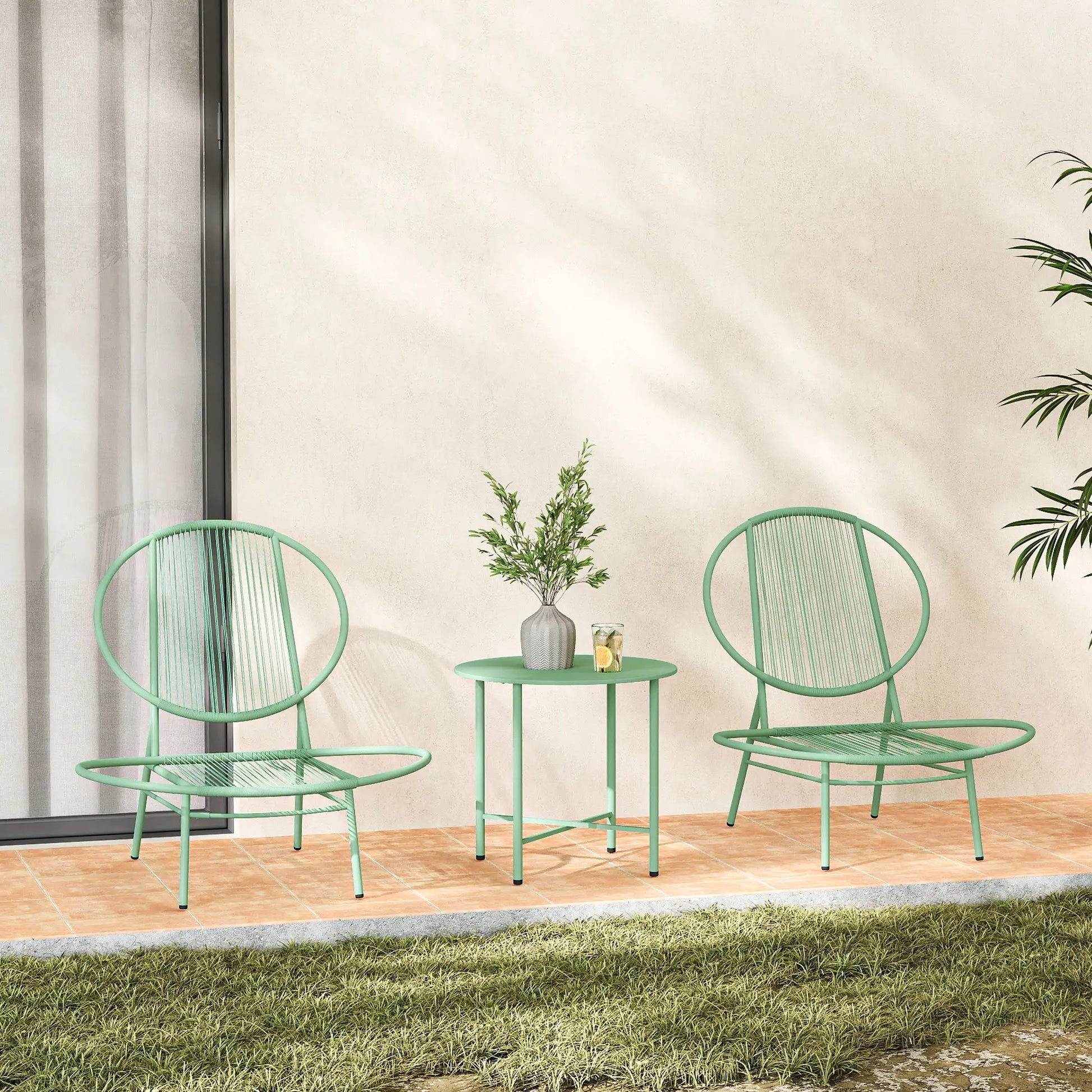 Nancy's Corropoli Bistroset - Tuinset- Balkonset - Groen - Rotan / Staal