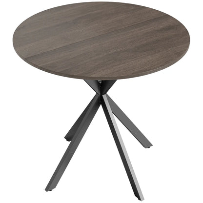 Nancy's Travo Eettafel rond - Ronde eettafel met houtlook - Bruin - Spaanplaat / Staal - Ø80 x 75H cm