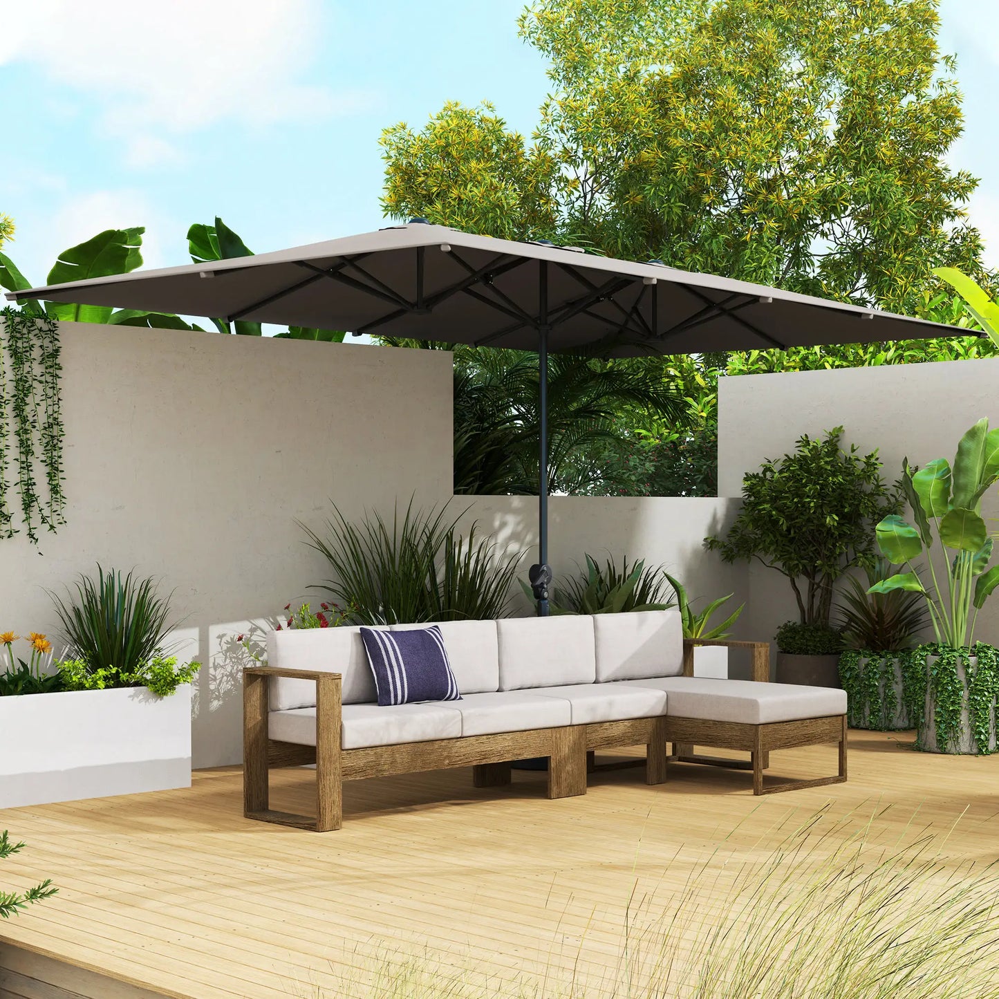 Nancy's Cremeno Parasol - Tuinparasol - UV-Bestendig - Grijs - ± 450 x 265 x 265 cm
