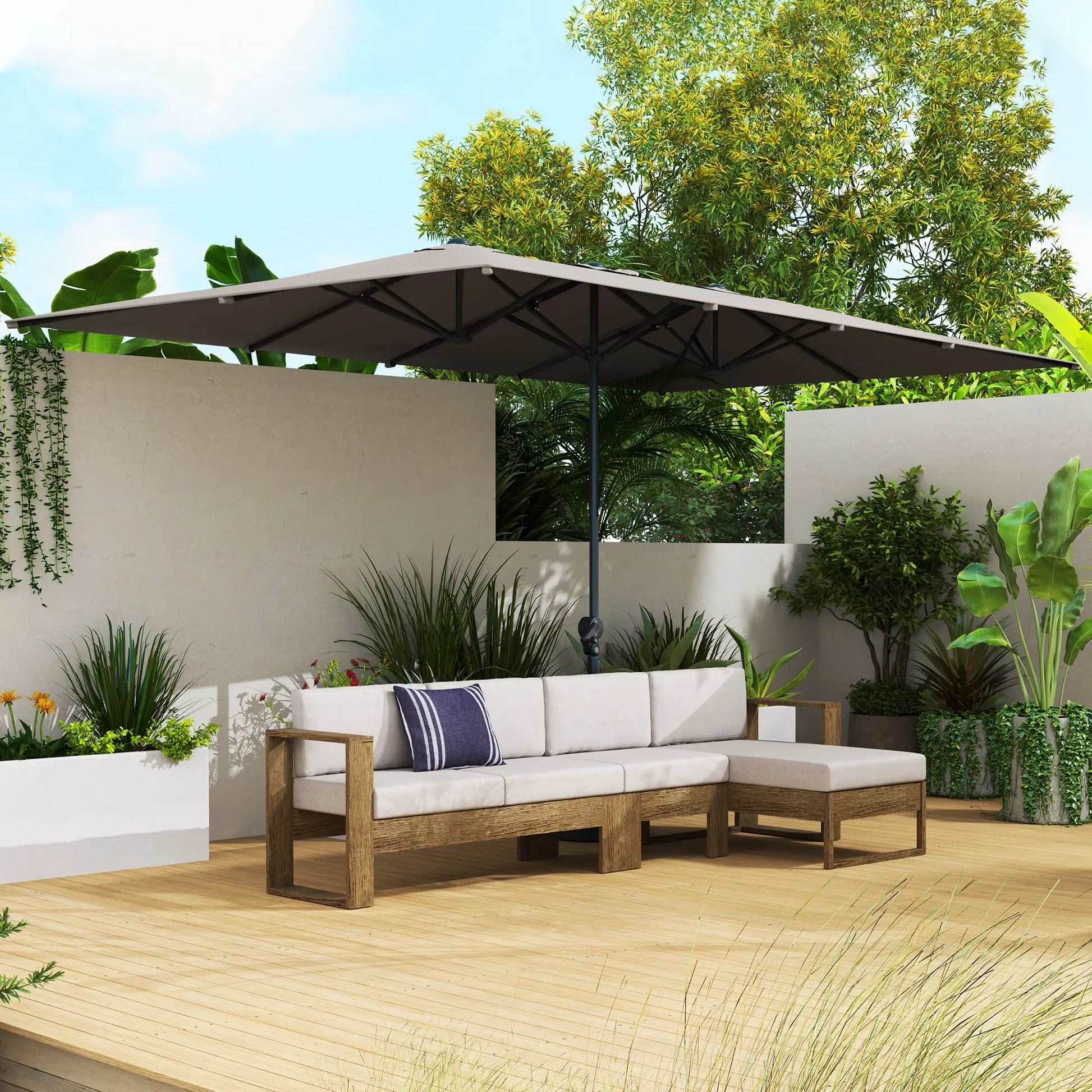 Nancy's Cremeno Parasol - Tuinparasol - UV-Bestendig - Grijs - ± 450 x 265 x 265 cm