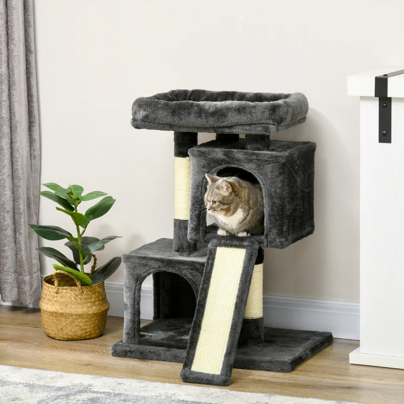 Nancy's Santa Barbara Krabpaal - Kattenbed - Speelboom - Klimgrot - Pluche - Donkergrijs