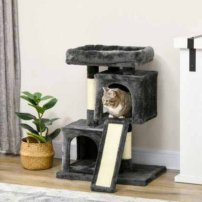 Nancy's Santa Barbara Krabpaal - Kattenbed - Speelboom - Klimgrot - Pluche - Donkergrijs