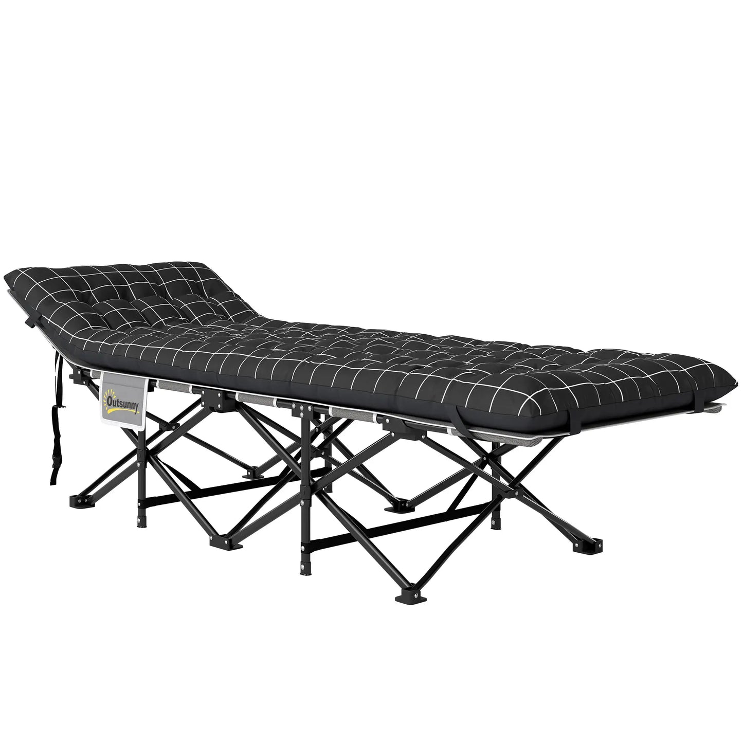 Nancy's Ghilarza Campingbed - Stretcher - Vouwbed - Veldbed - Zwart - ± 190 x 65 x 35 cm